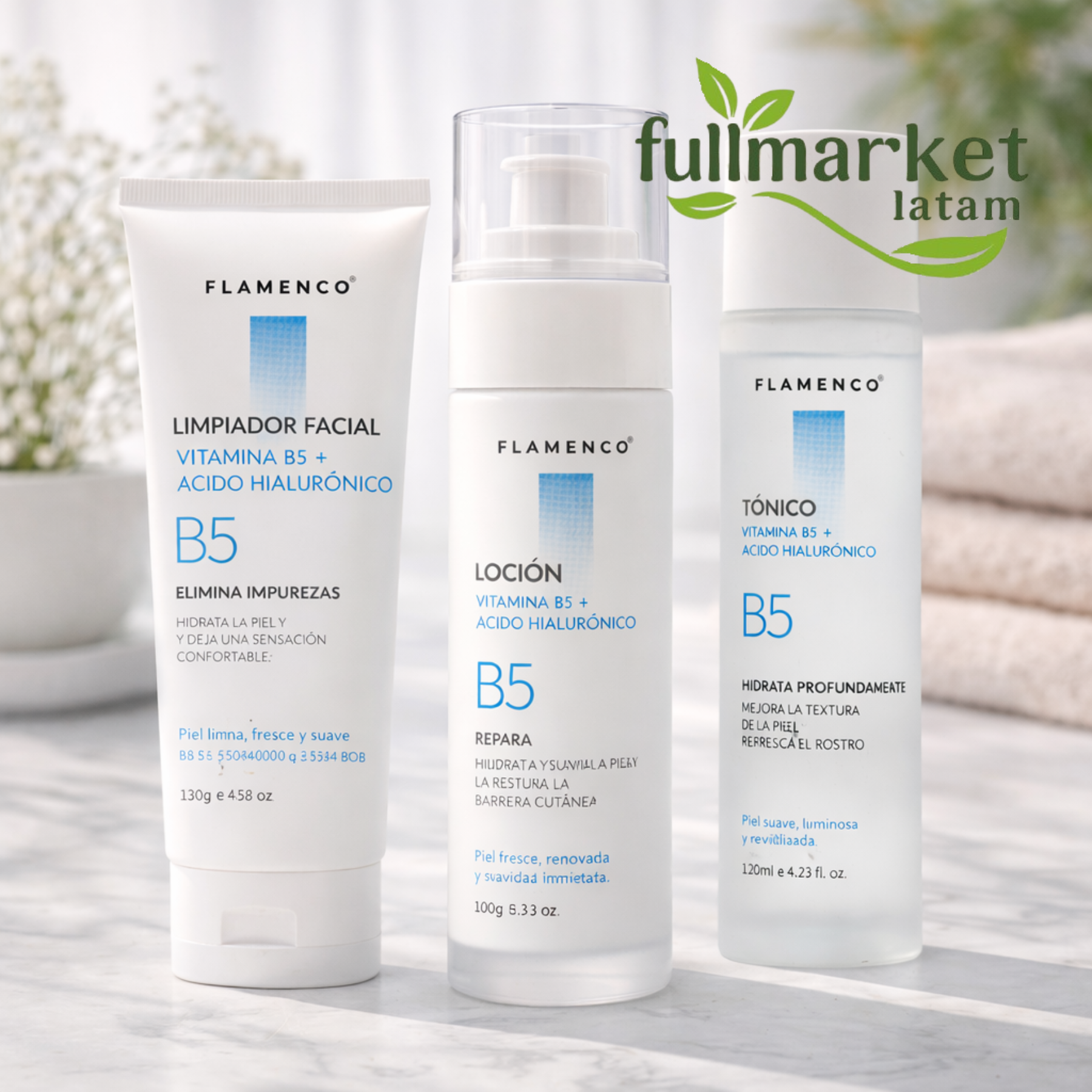 Kit Facial con Vitamina B5+Ácido Hialuronico-Flamenco