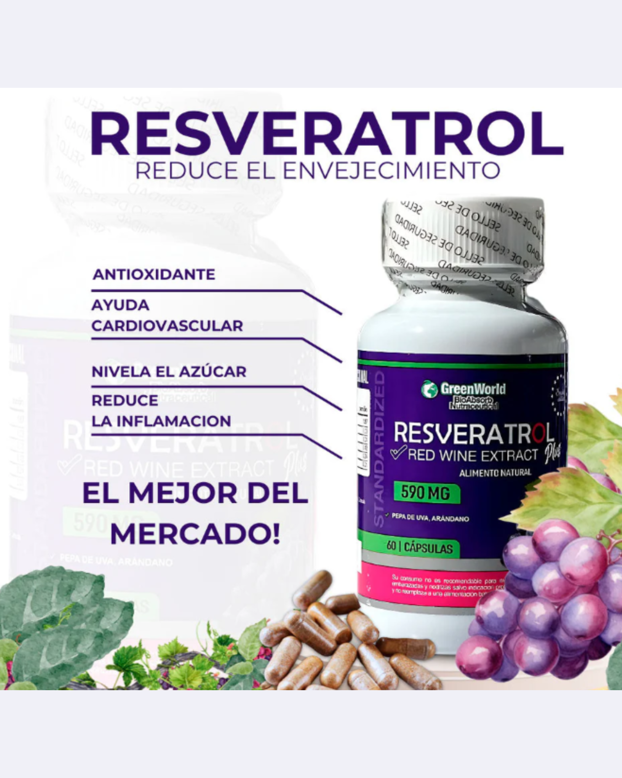 Resveratrol Plus - 60 Caps Antioxidante Natural