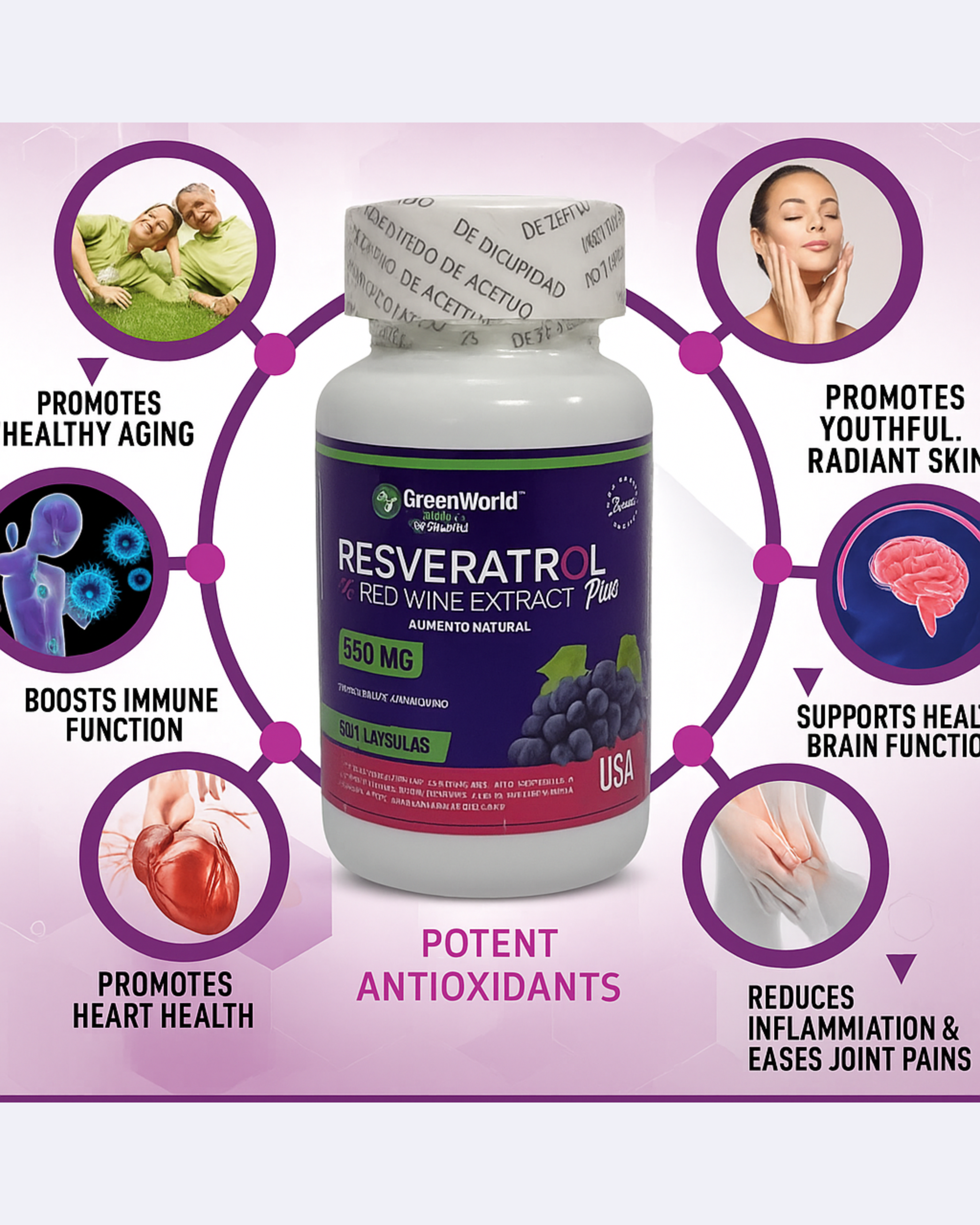 Resveratrol Plus - 60 Caps Antioxidante Natural